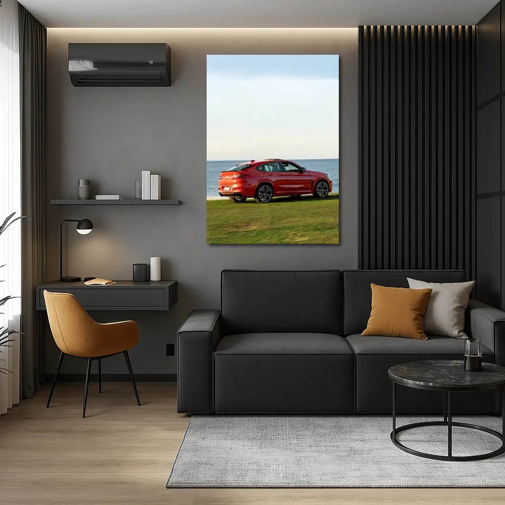 BMW X4 M Red Coastal Grass Setting – Wall Art