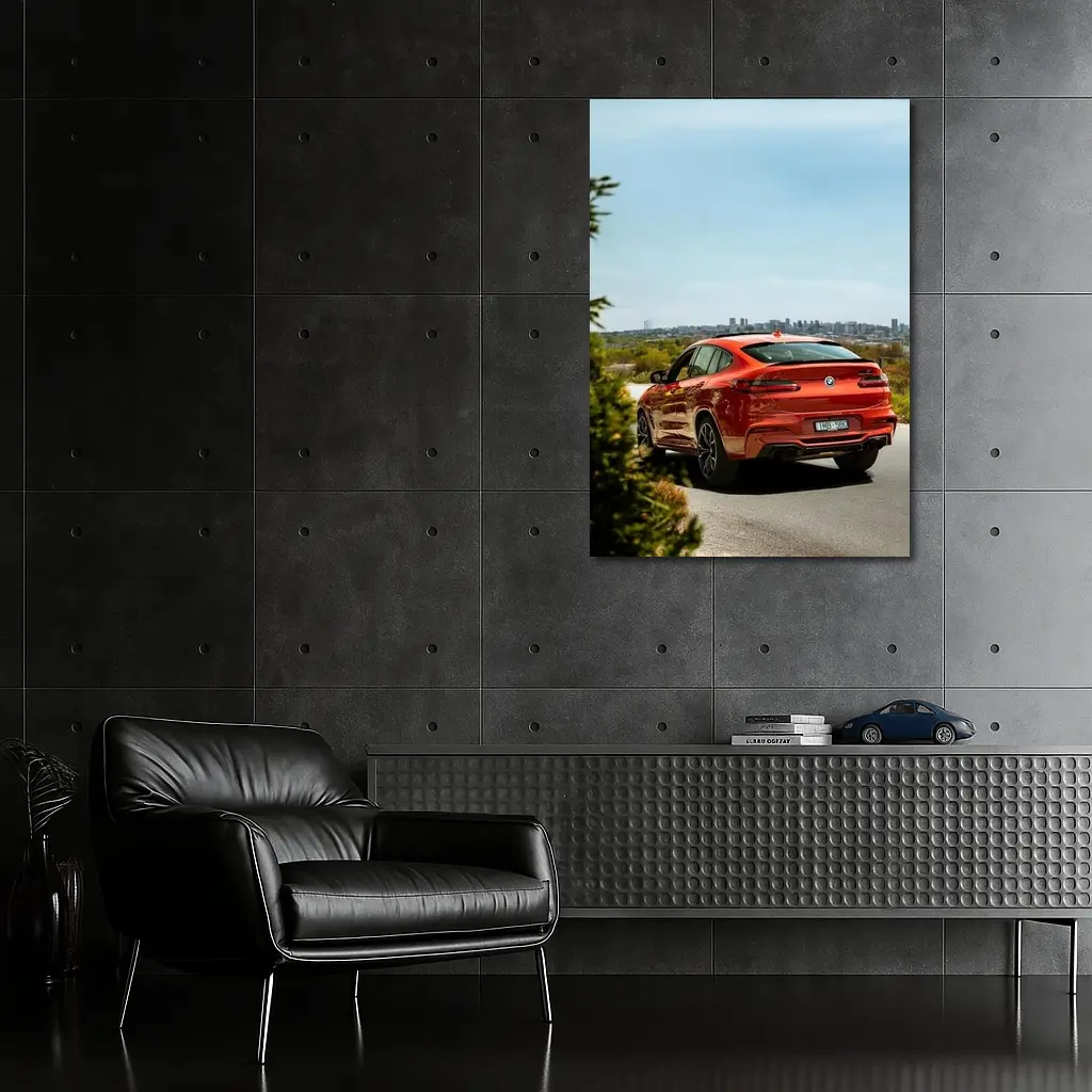 BMW X4 M Competition Orange City Backdrop – Wall Art
