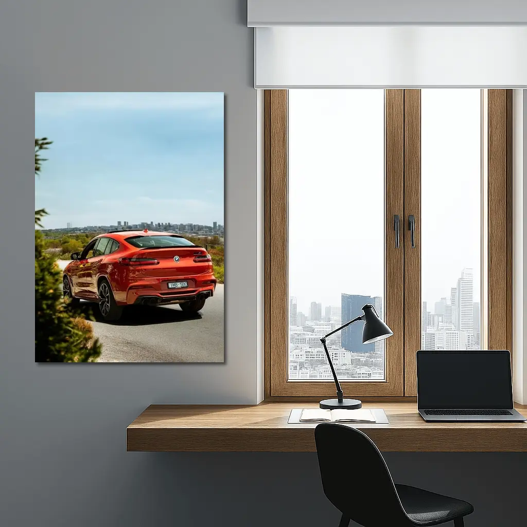 BMW X4 M Competition Orange City Backdrop – Wall Art