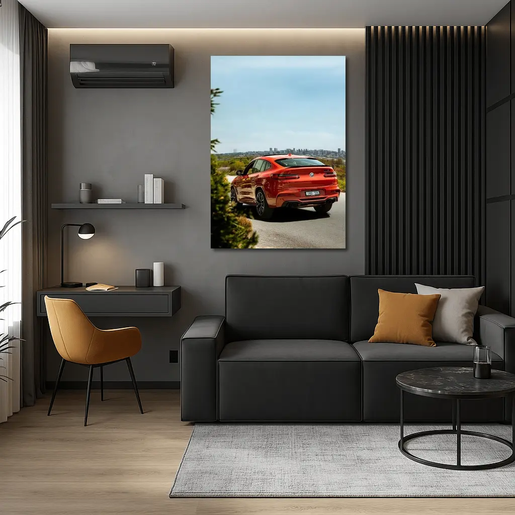 BMW X4 M Competition Orange City Backdrop – Wall Art