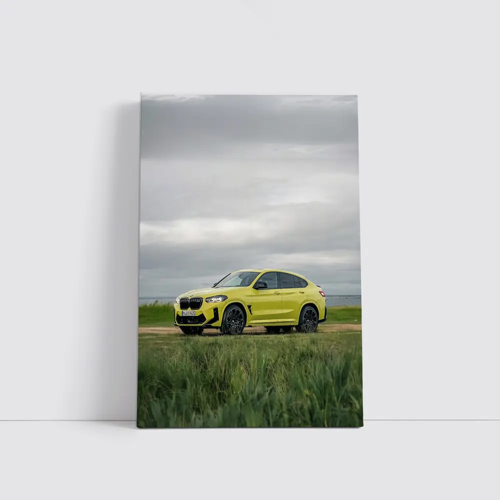 BMW X4 M Competition Yellow Overcast Field – Wall Art