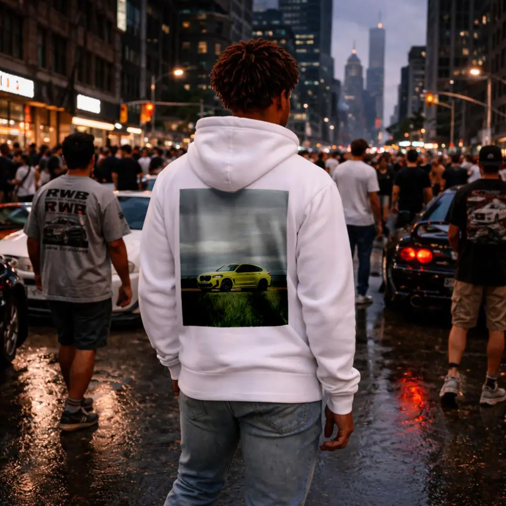 BMW X4 M Competition Yellow Overcast Field – Hoodies