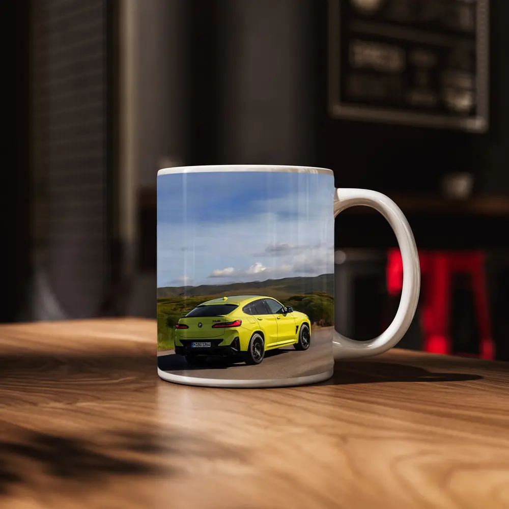 BMW X4 M Competition Yellow On Road – Mugs