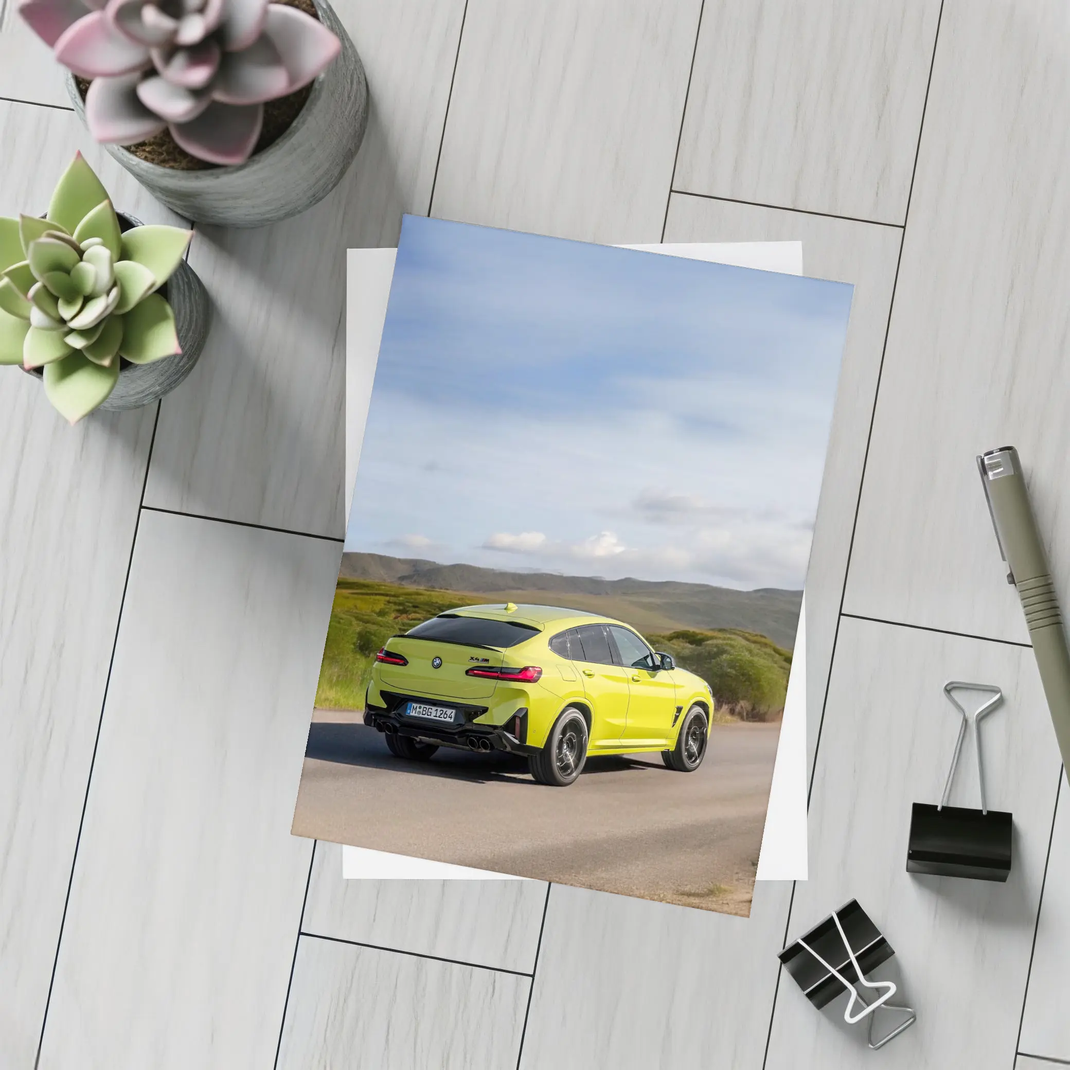 BMW X4 M Competition Yellow On Road – Postcards