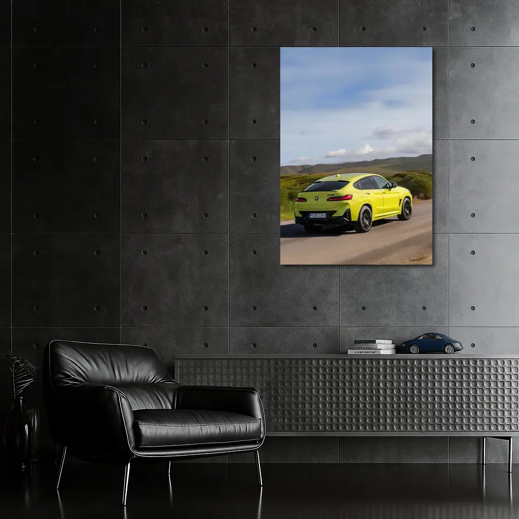 BMW X4 M Competition Yellow On Road – Wall Art