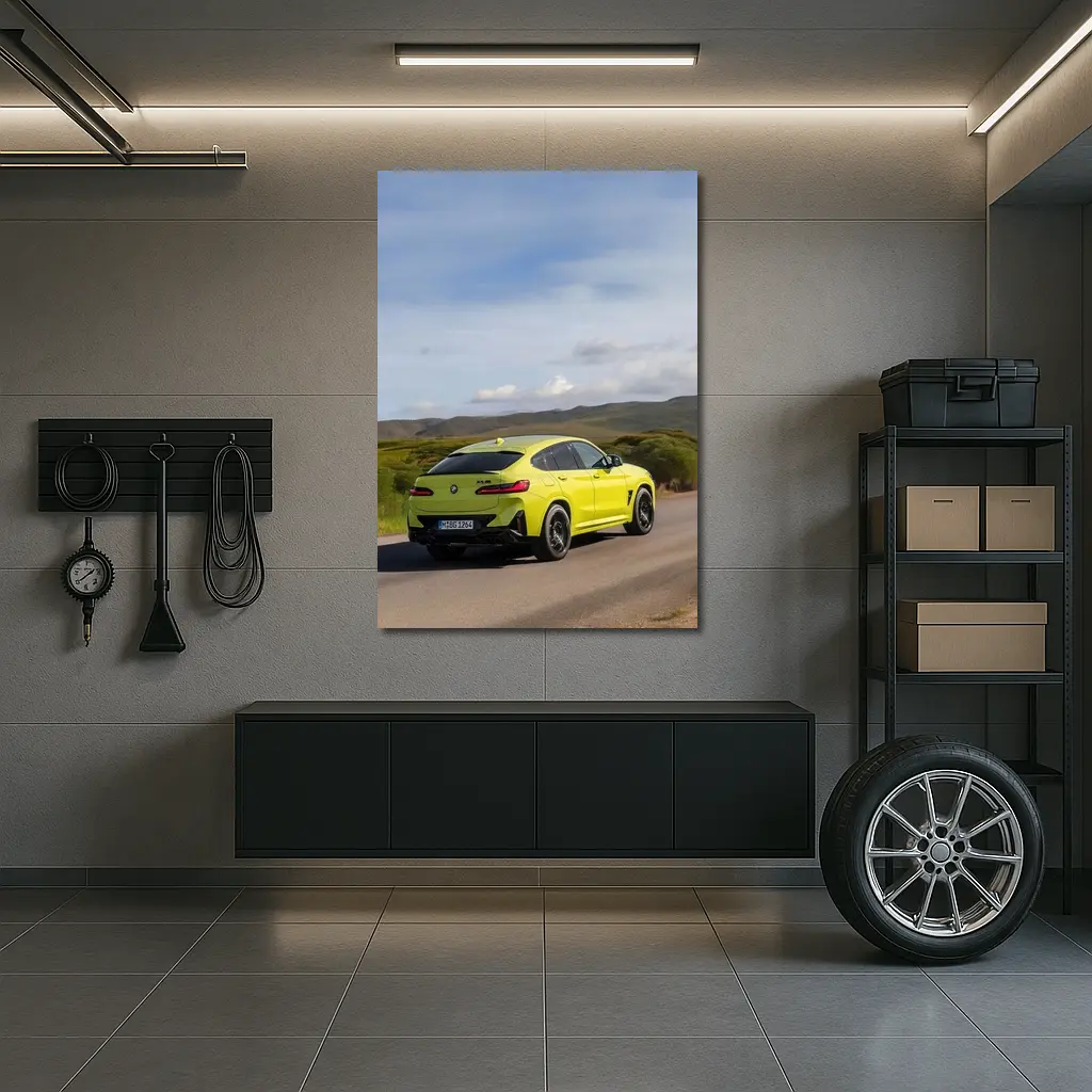 BMW X4 M Competition Yellow On Road – Wall Art
