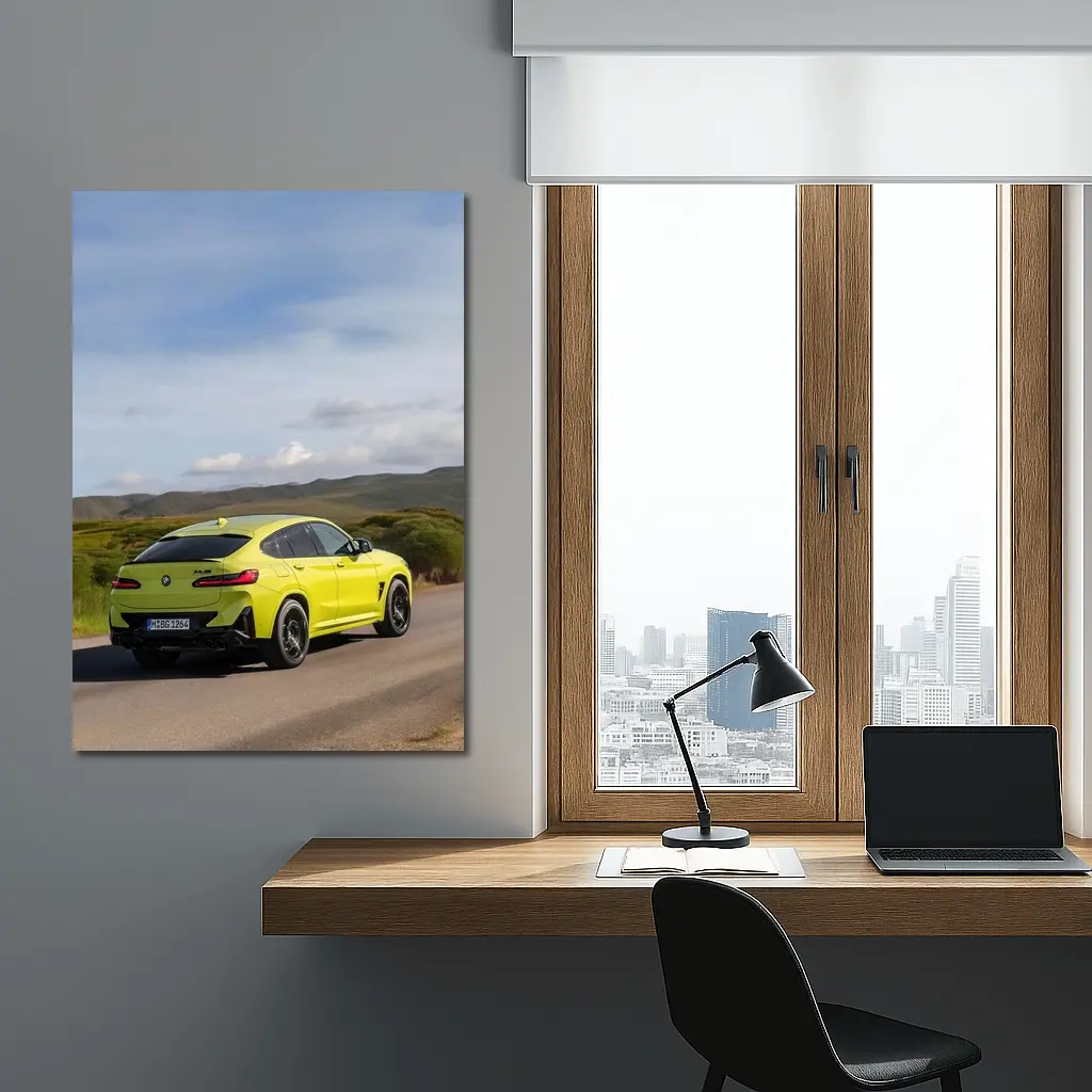 BMW X4 M Competition Yellow On Road – Wall Art