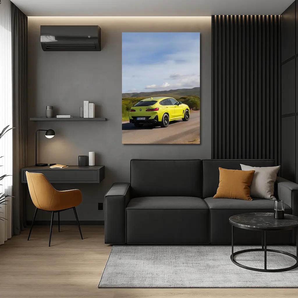 BMW X4 M Competition Yellow On Road – Wall Art