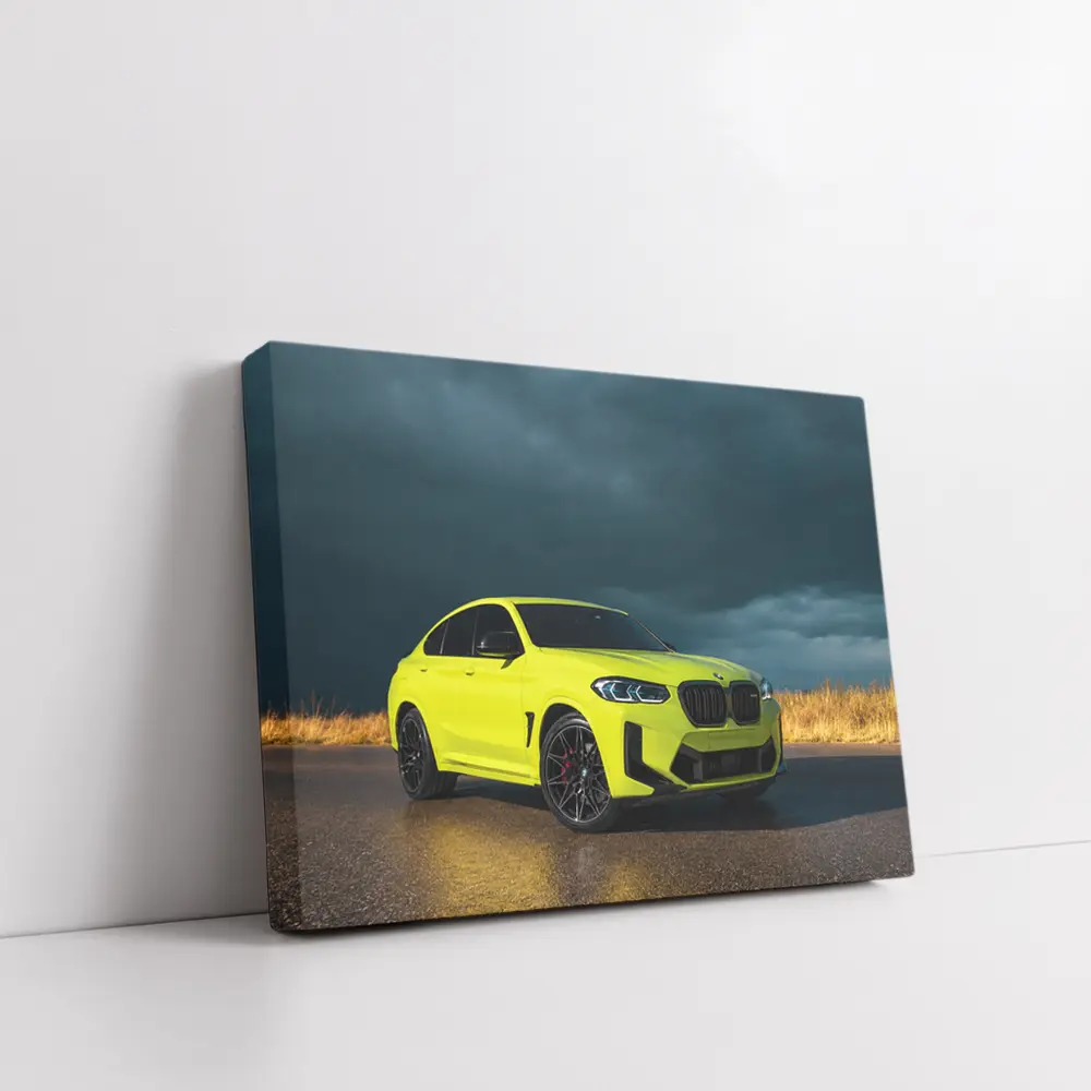 BMW X4 M Neon Yellow Stormy Sky – Wall Art