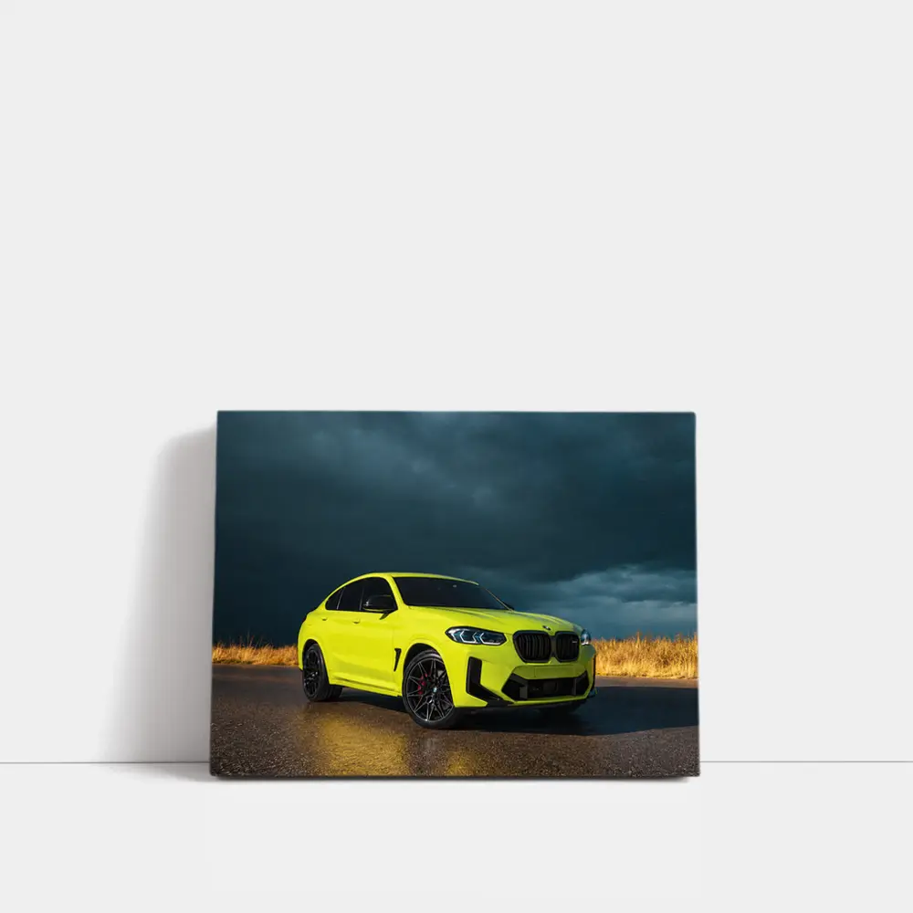 BMW X4 M Neon Yellow Stormy Sky – Wall Art