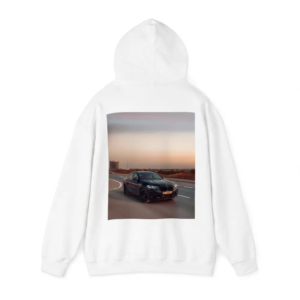 BMW X4 M Black On Open Highway Sunset – Hoodies