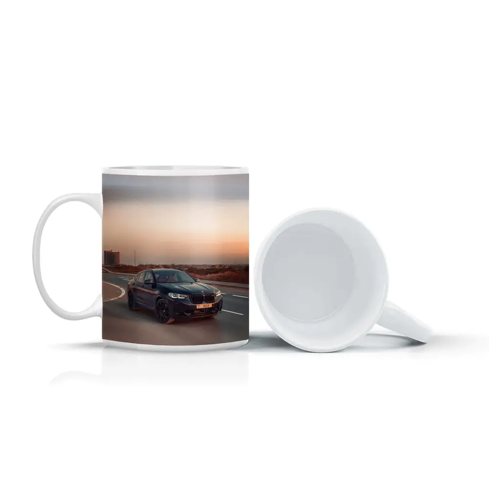 BMW X4 M Black On Open Highway Sunset – Mugs
