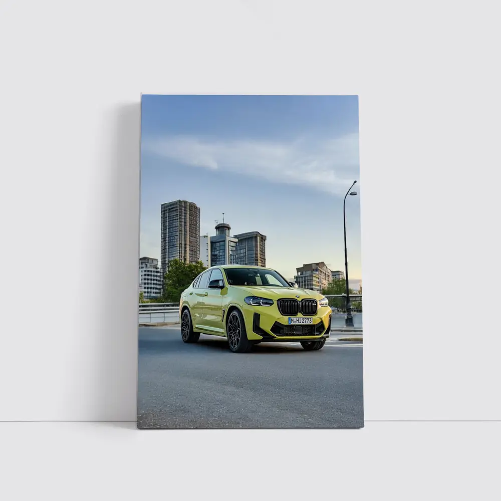 BMW X4 M Yellow Urban City Street – Wall Art