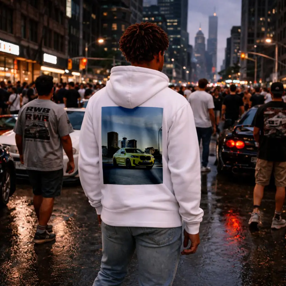 BMW X4 M Yellow Urban City Street – Hoodies