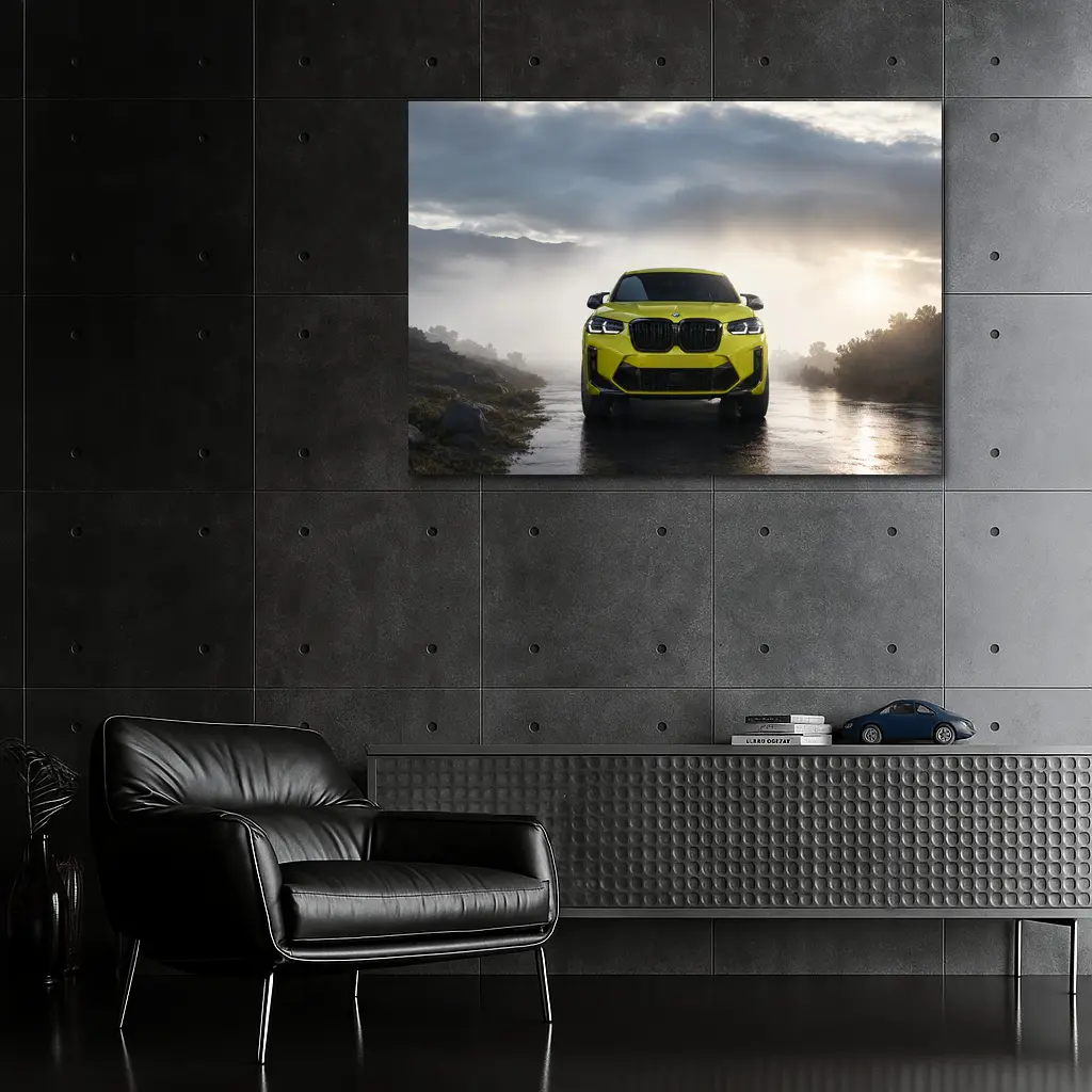 BMW X4 M Sao Paulo Yellow Misty Road – Wall Art