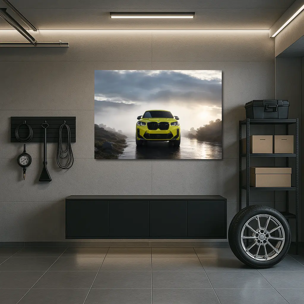 BMW X4 M Sao Paulo Yellow Misty Road – Wall Art