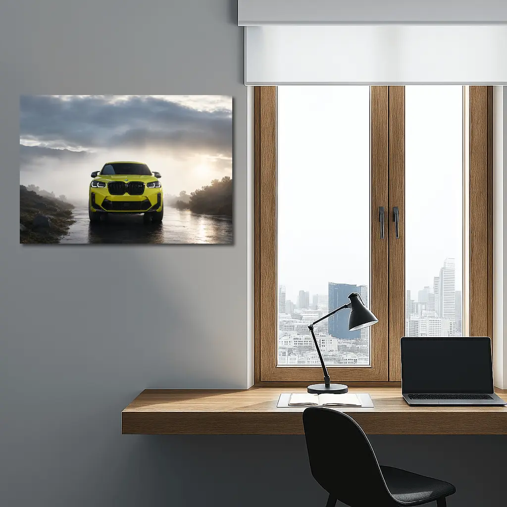 BMW X4 M Sao Paulo Yellow Misty Road – Wall Art