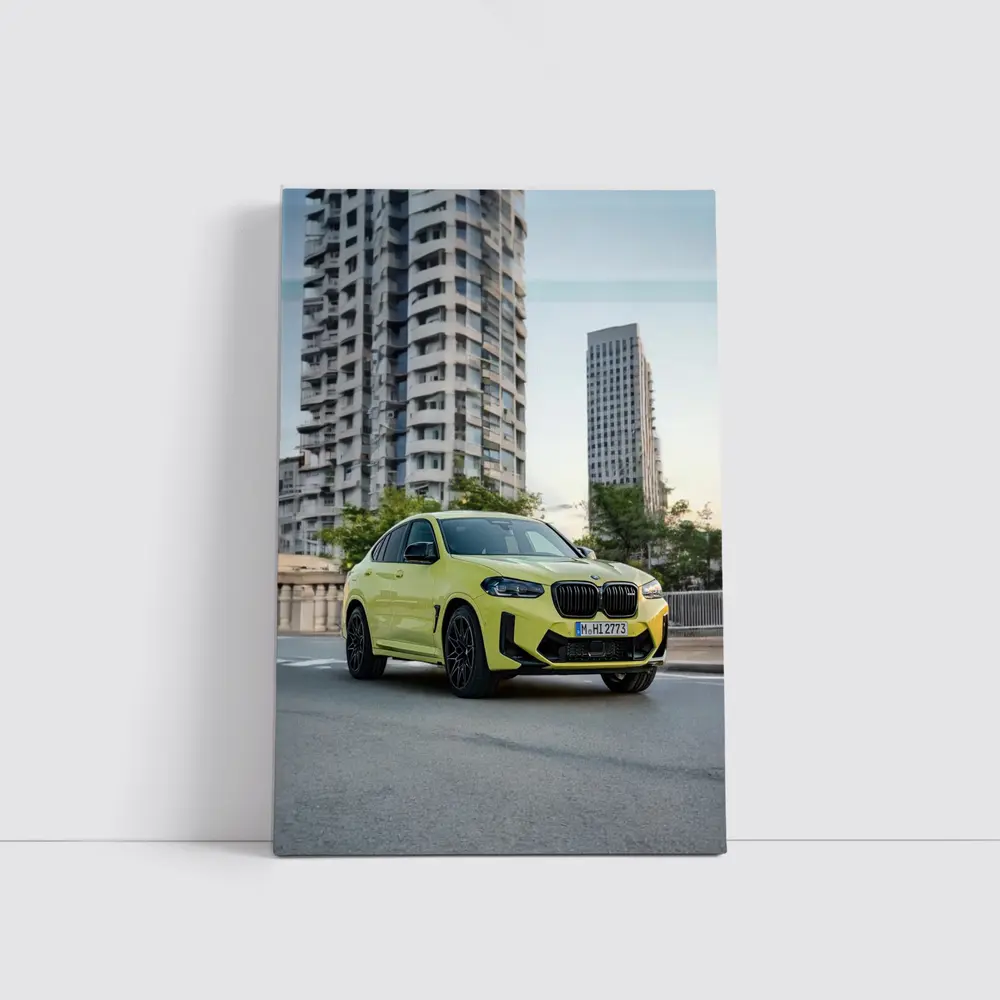 BMW X4 M Yellow Urban City Street – Wall Art