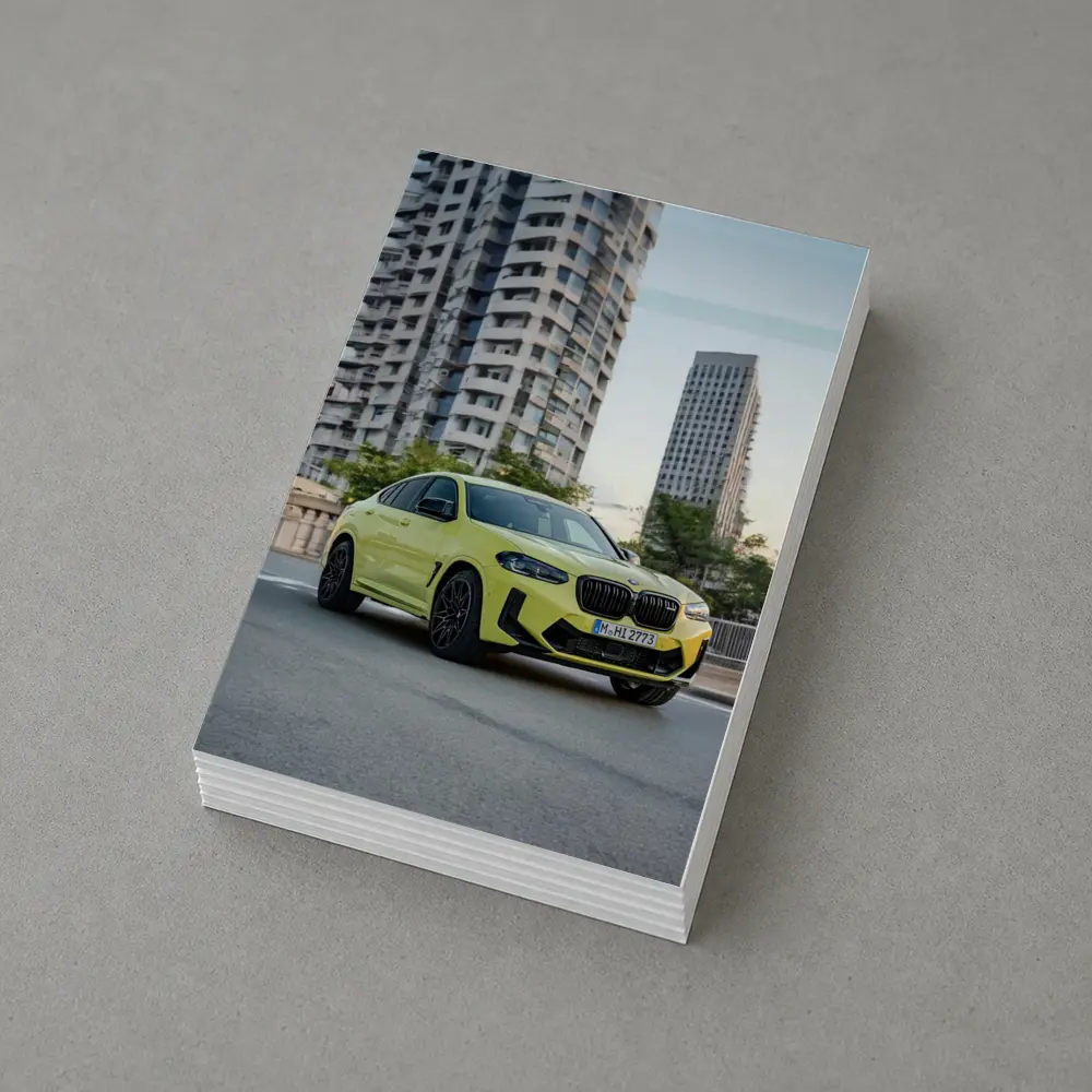 BMW X4 M Yellow Urban City Street – Postcards