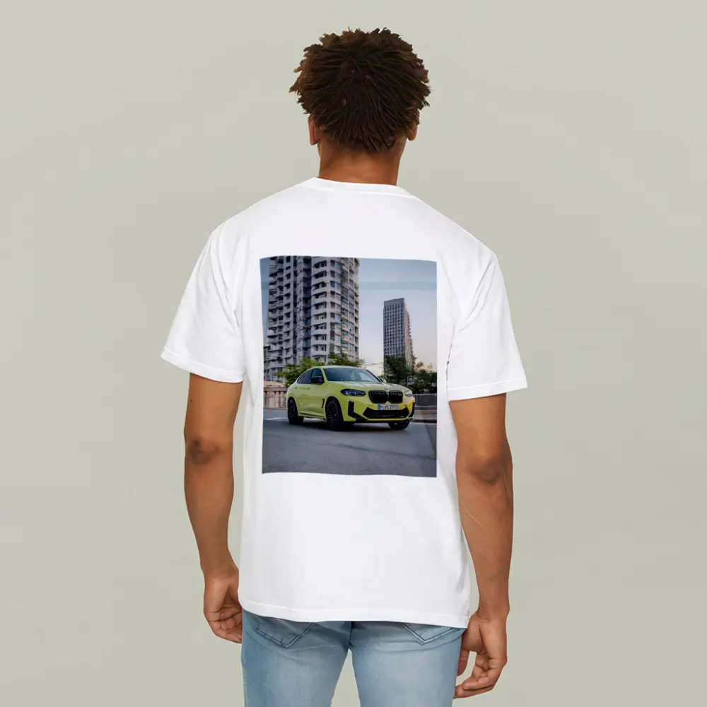 BMW X4 M Yellow Urban City Street – T-Shirts