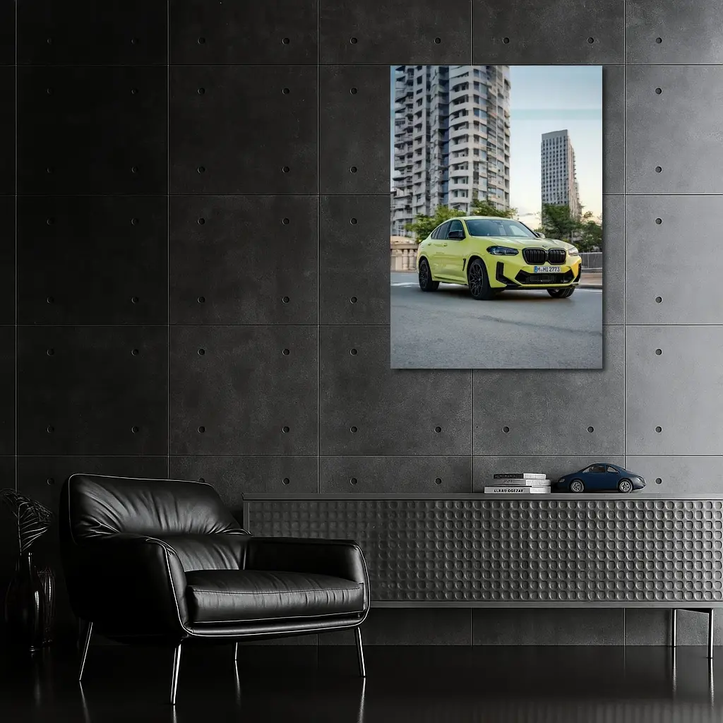 BMW X4 M Yellow Urban City Street – Wall Art