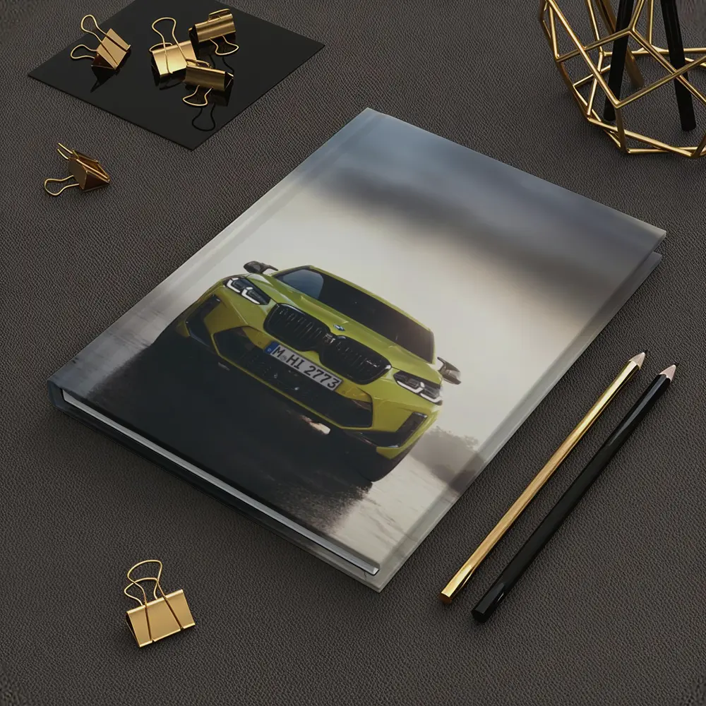 BMW X4 M Yellow Front View Foggy Road – Notebooks
