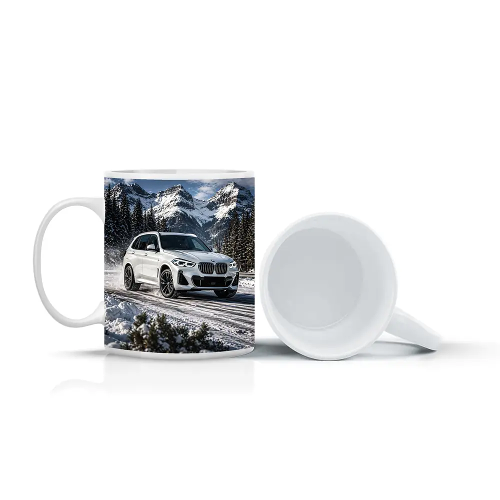 BMW X5 White SUV Snow Mountain Drive – Mugs