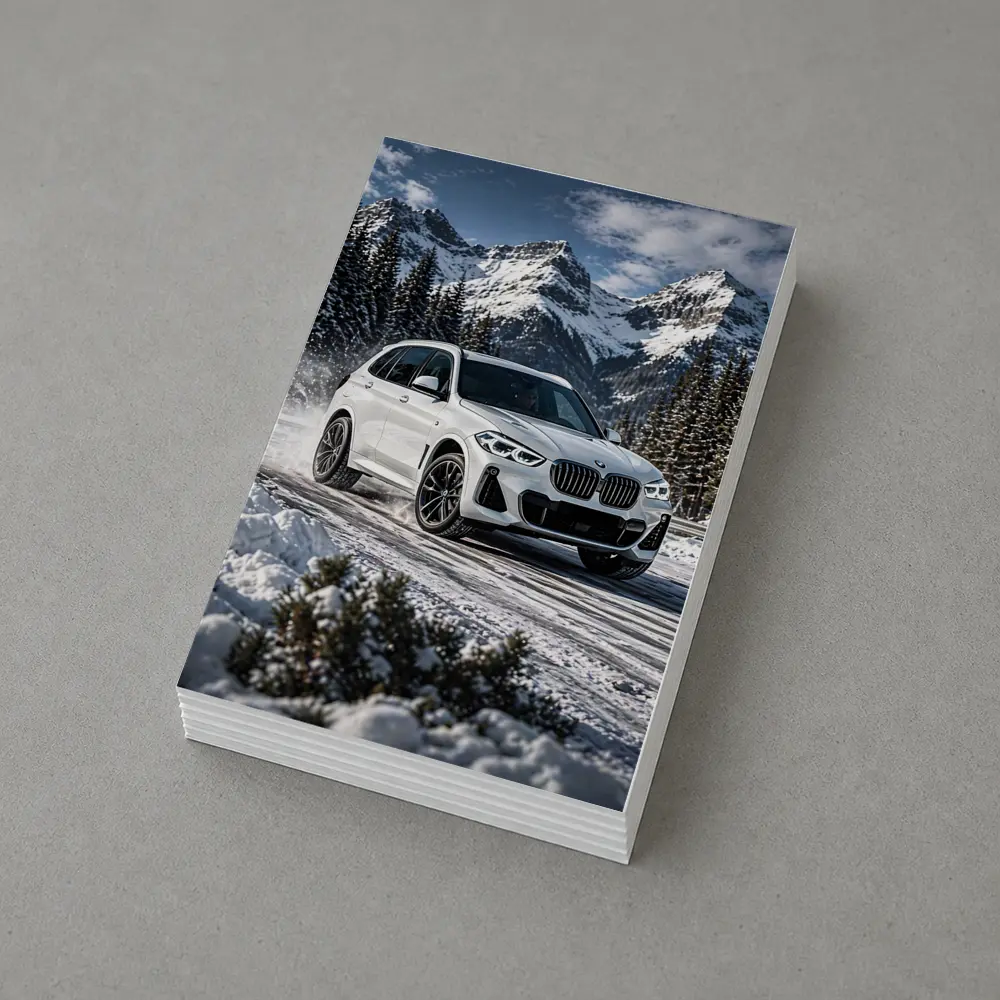 BMW X5 White SUV Snow Mountain Drive – Postcards