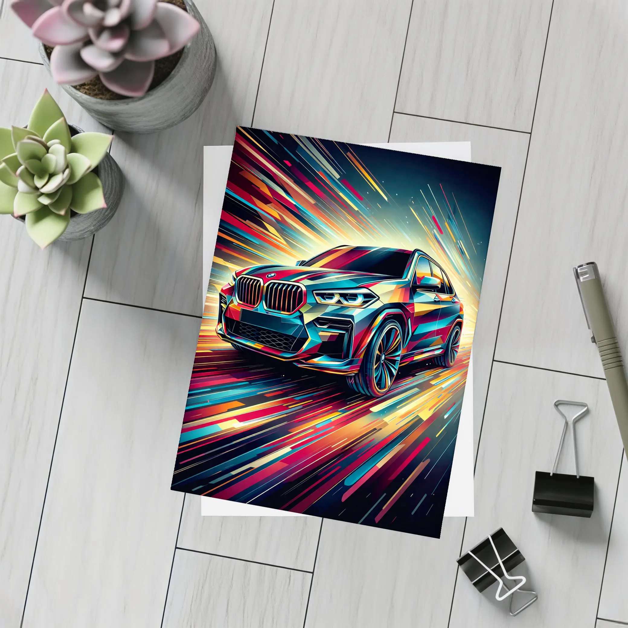 BMW X5 Abstract Dynamic Speed Art – Postcards