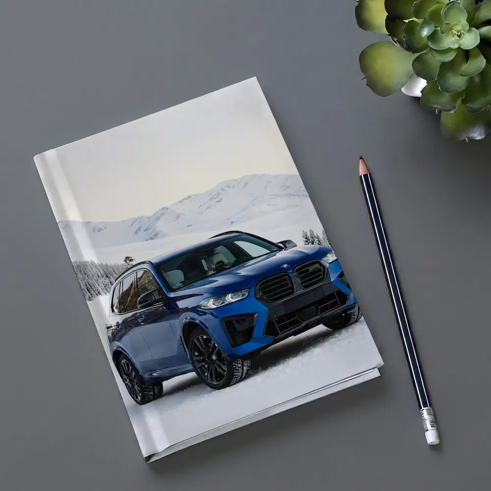 BMW X5M Blue SUV Snowy Mountain Setting – Notebooks