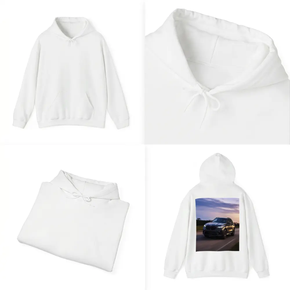 BMW X5M Matte Black Driving Sunset Road – Hoodies