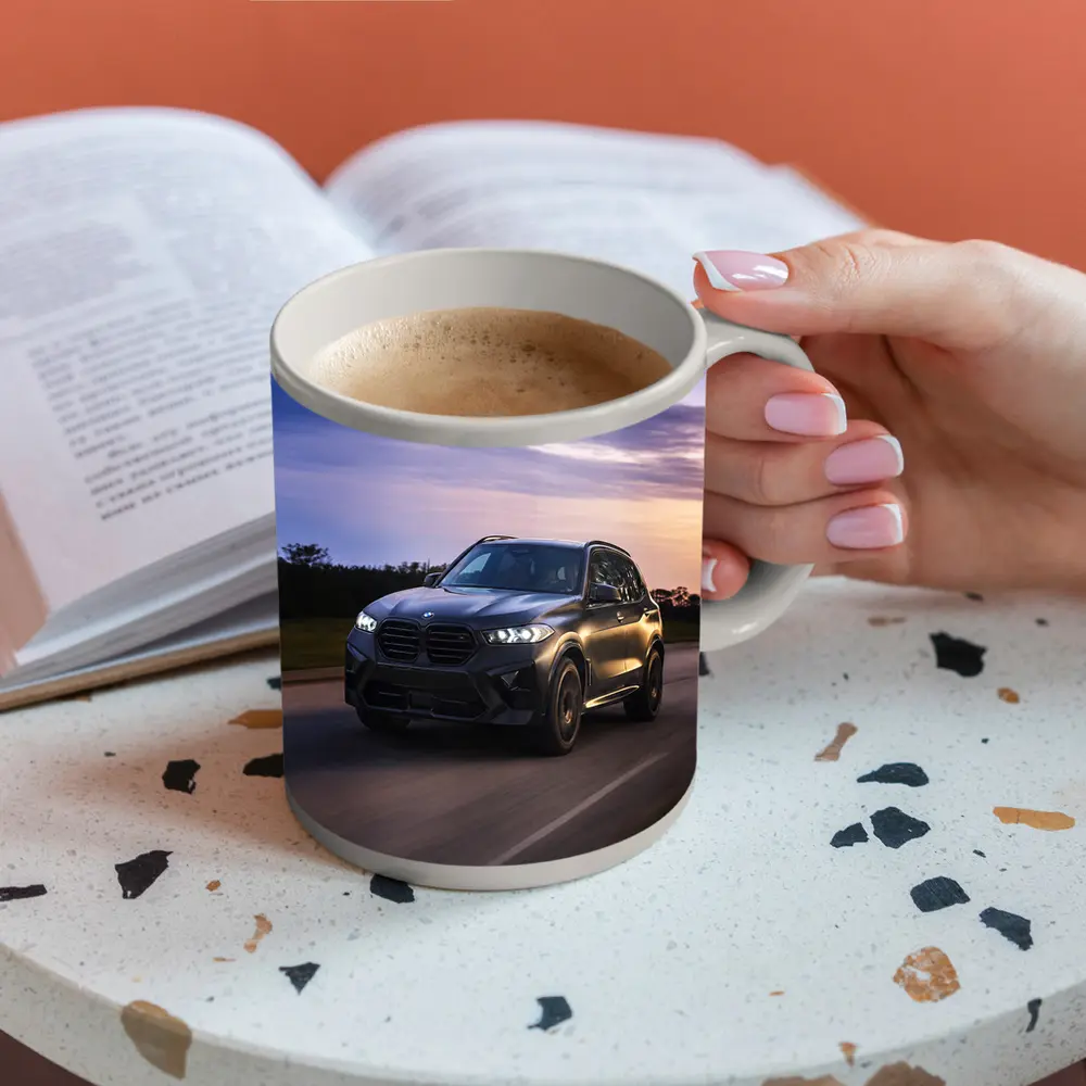BMW X5M Matte Black Driving Sunset Road – Mugs