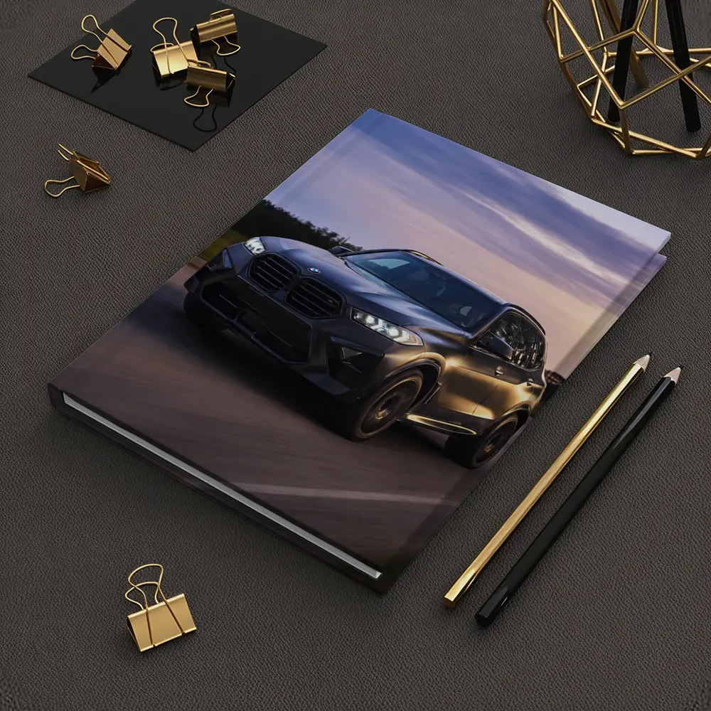 BMW X5M Matte Black Driving Sunset Road – Notebooks