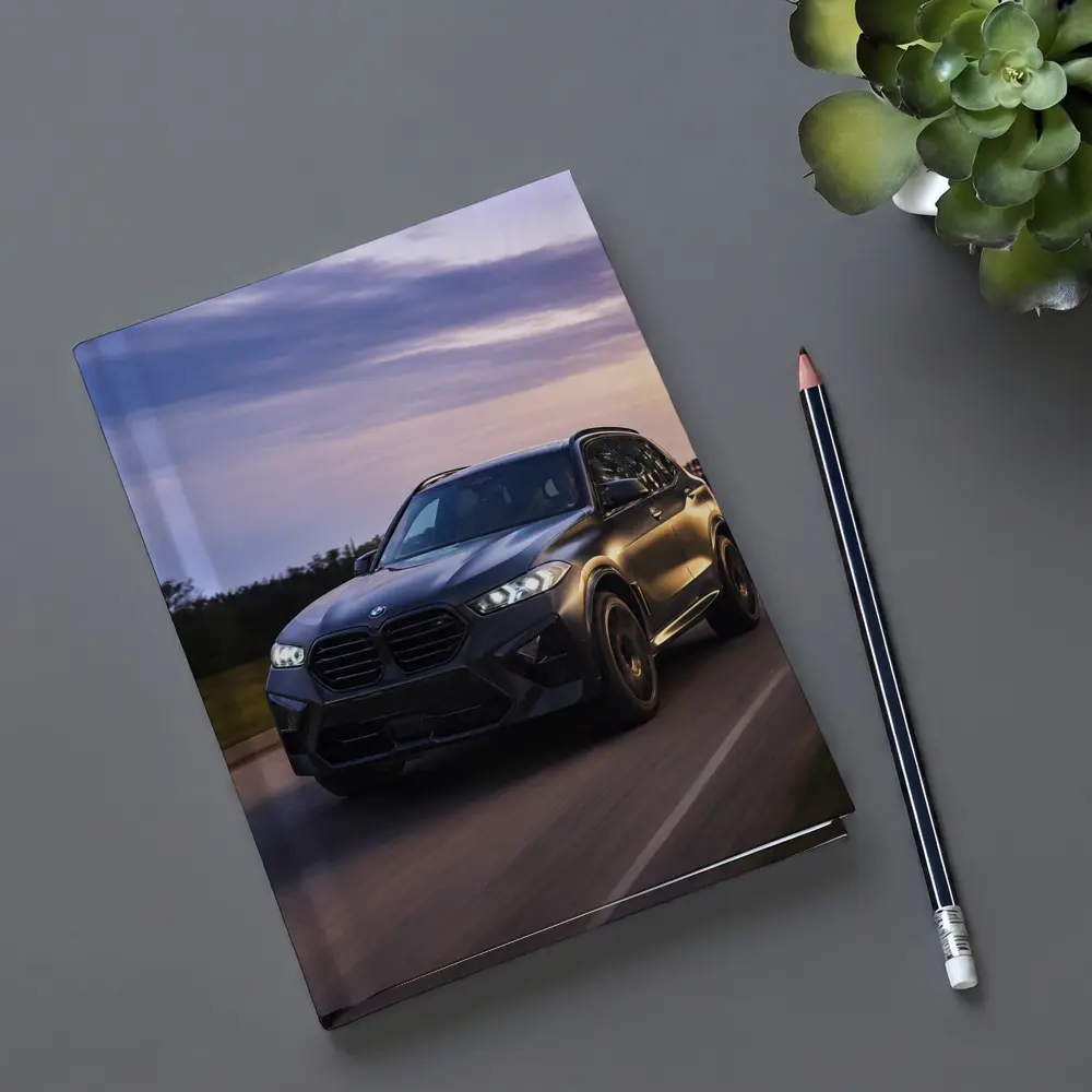 BMW X5M Matte Black Driving Sunset Road – Notebooks