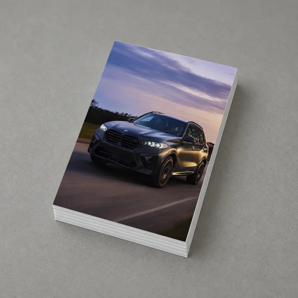 BMW X5M Matte Black Driving Sunset Road – Postcards