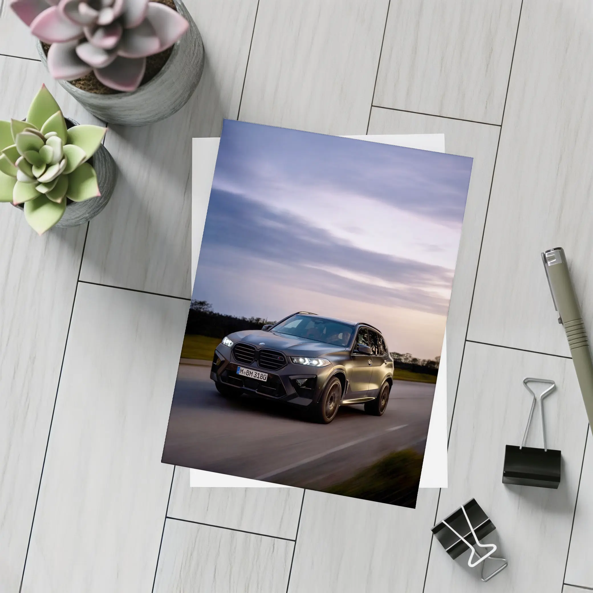 BMW X5M Black SUV Dusk Road Drive – Postcards