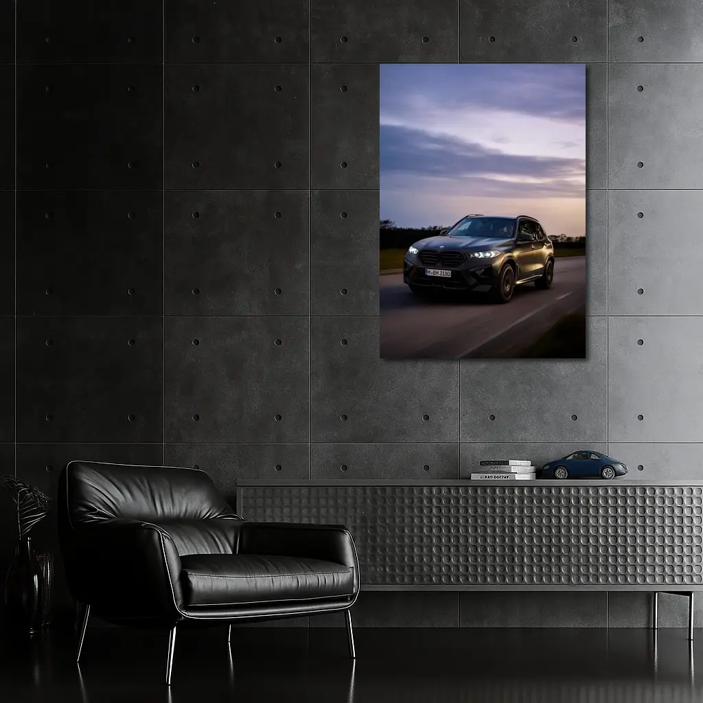 BMW X5M Black SUV Dusk Road Drive – Wall Art