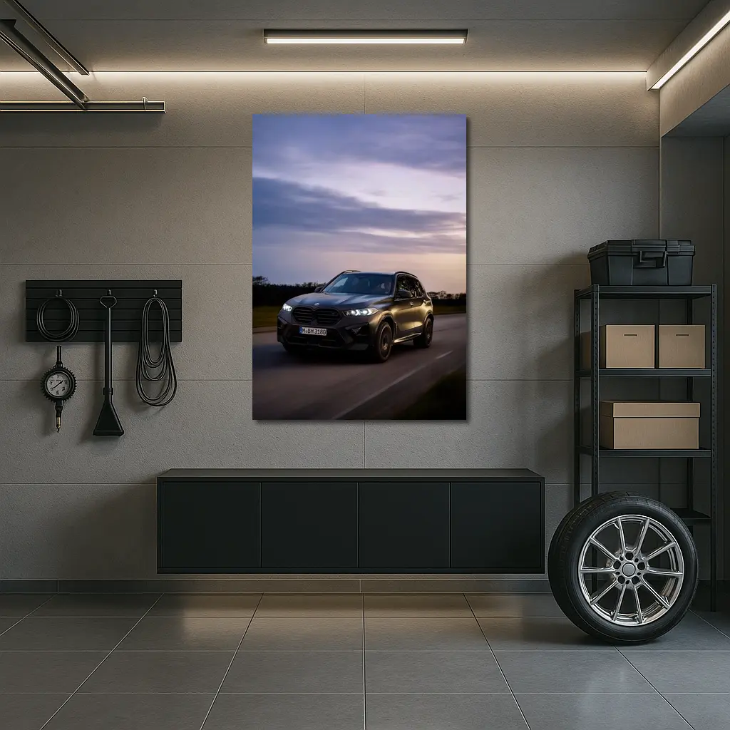 BMW X5M Black SUV Dusk Road Drive – Wall Art