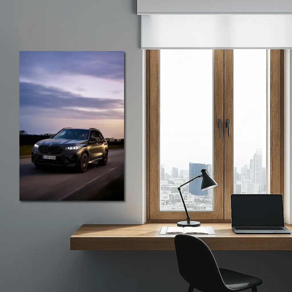 BMW X5M Black SUV Dusk Road Drive – Wall Art