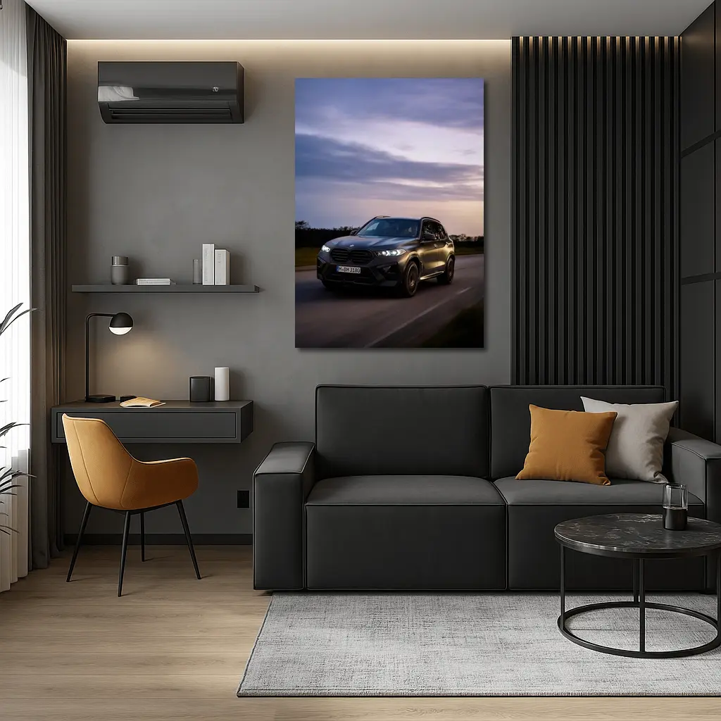 BMW X5M Black SUV Dusk Road Drive – Wall Art