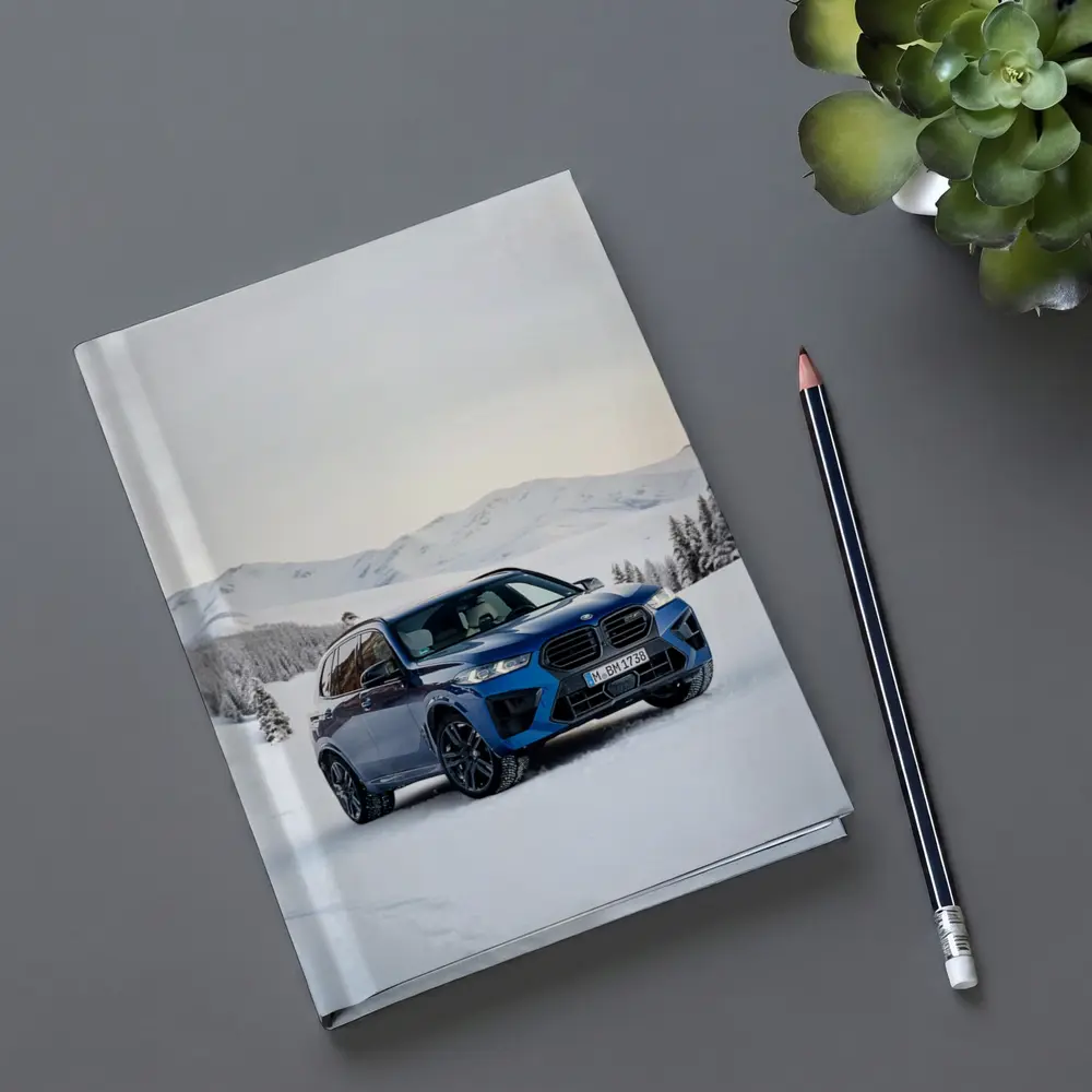BMW X5M Blue SUV Snow Mountain Scene – Notebooks
