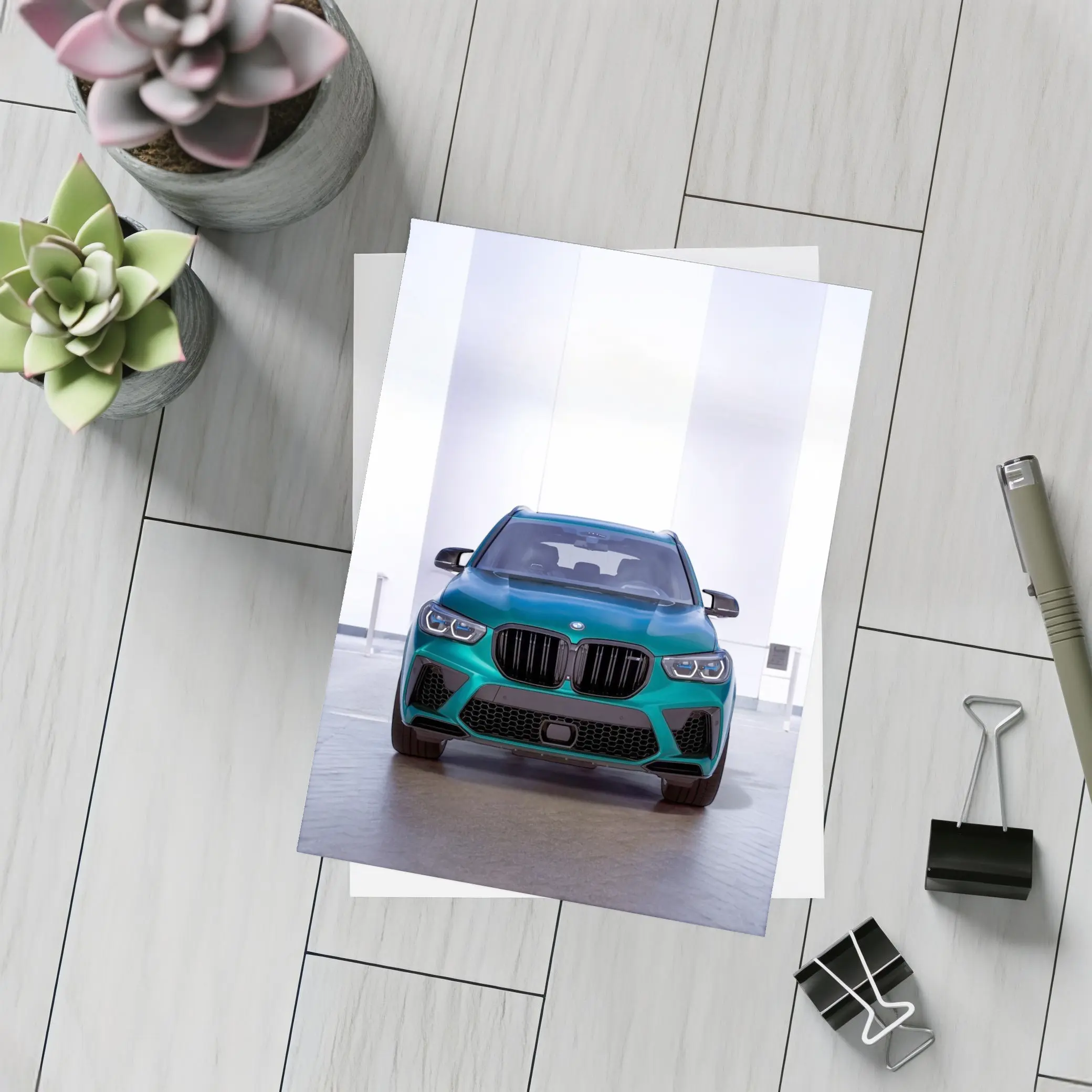 BMW X5M Competition Teal Front Studio – Postcards