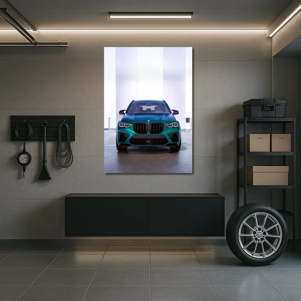 BMW X5M Competition Teal Front Studio – Wall Art