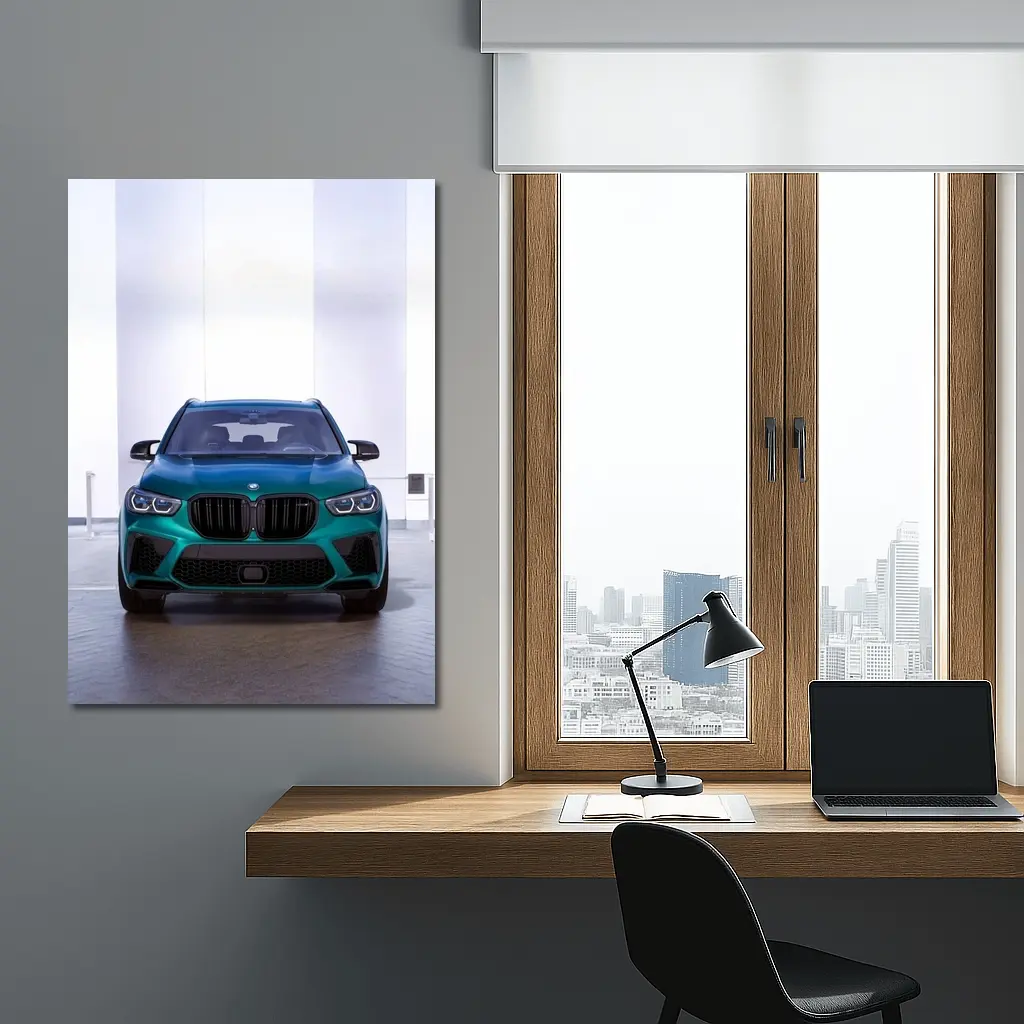 BMW X5M Competition Teal Front Studio – Wall Art
