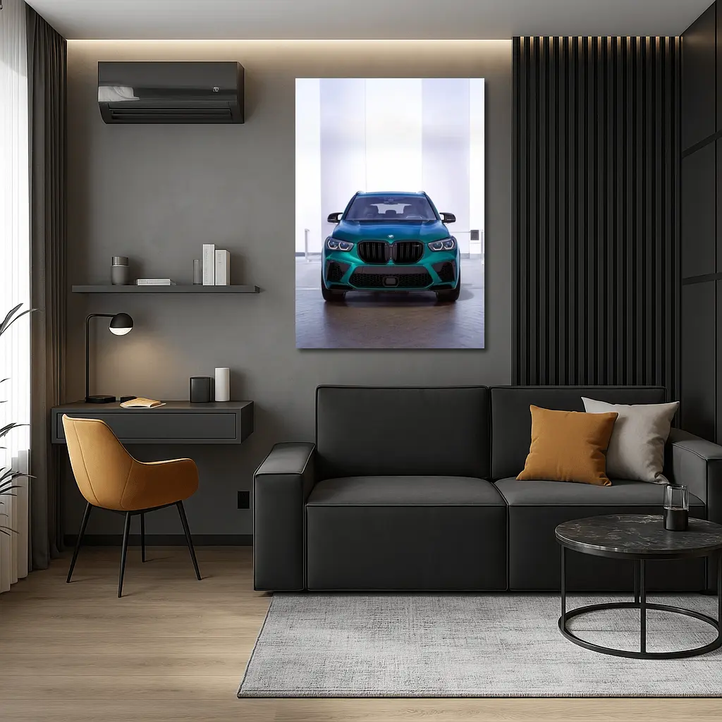 BMW X5M Competition Teal Front Studio – Wall Art