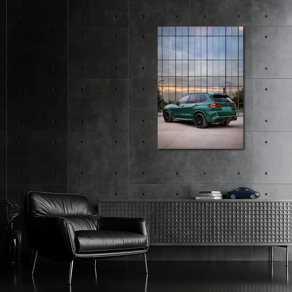 BMW X5M Competition Green Glass Building – Wall Art