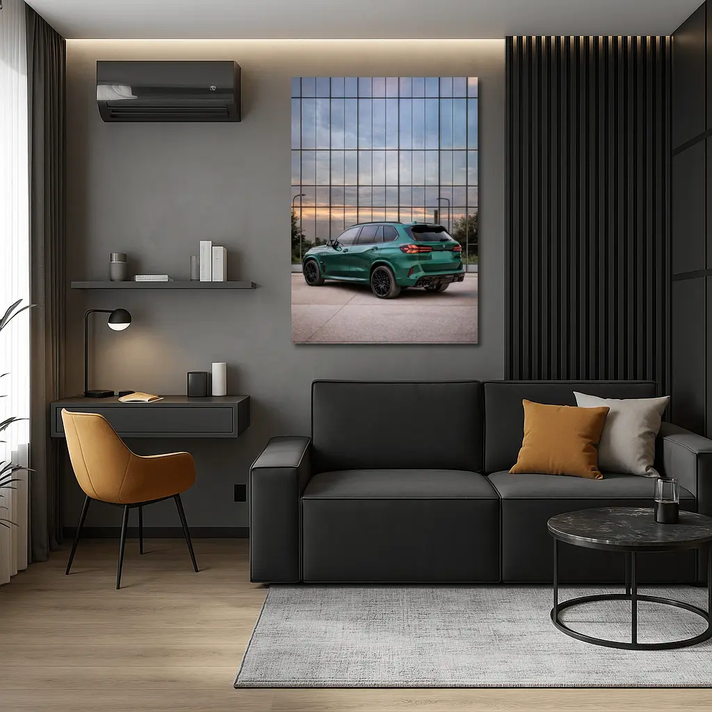 BMW X5M Competition Green Glass Building – Wall Art