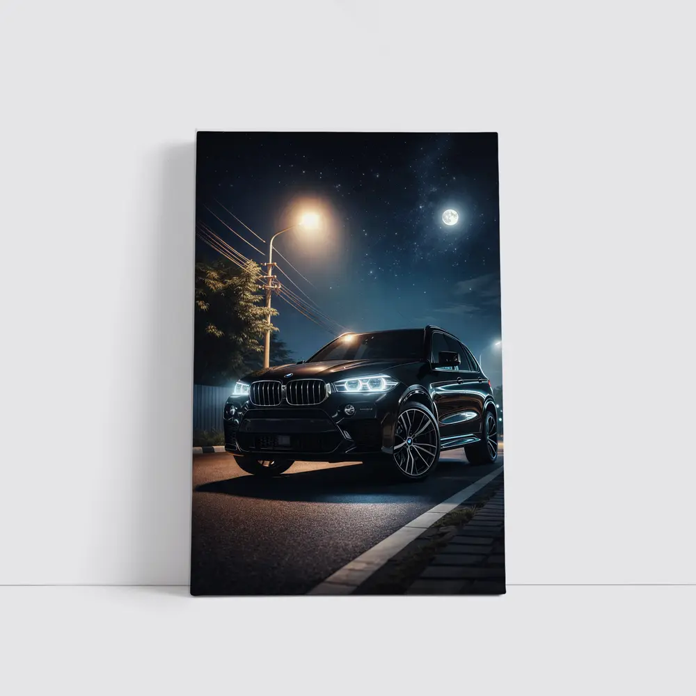 BMW X5M Black SUV Night Street – Wall Art
