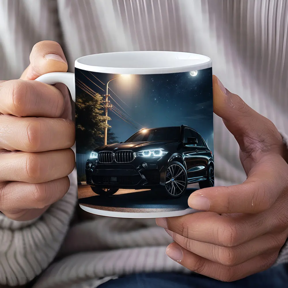 BMW X5M Black SUV Night Street – Mugs