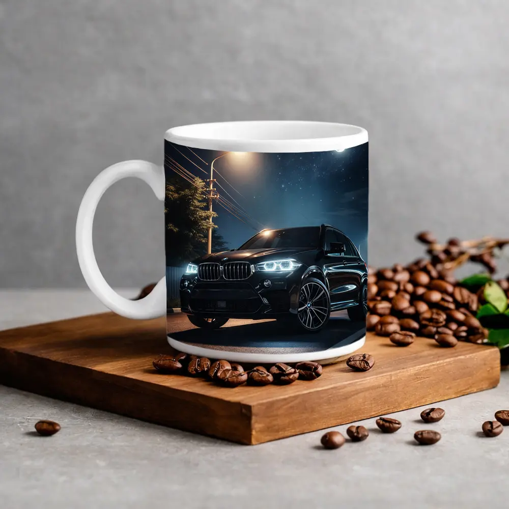 BMW X5M Black SUV Night Street – Mugs